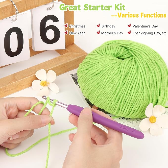 Katech Cotton Acrylic Blend Yarn for Crocheting-Crochet Yarn(Grass Green) | 55% Cotton 45% Acrylic#3 DK (Light)-Super Soft Milk Cotton Yarn-Great Crochet and Knitting Starter Kit for Colorful Craft