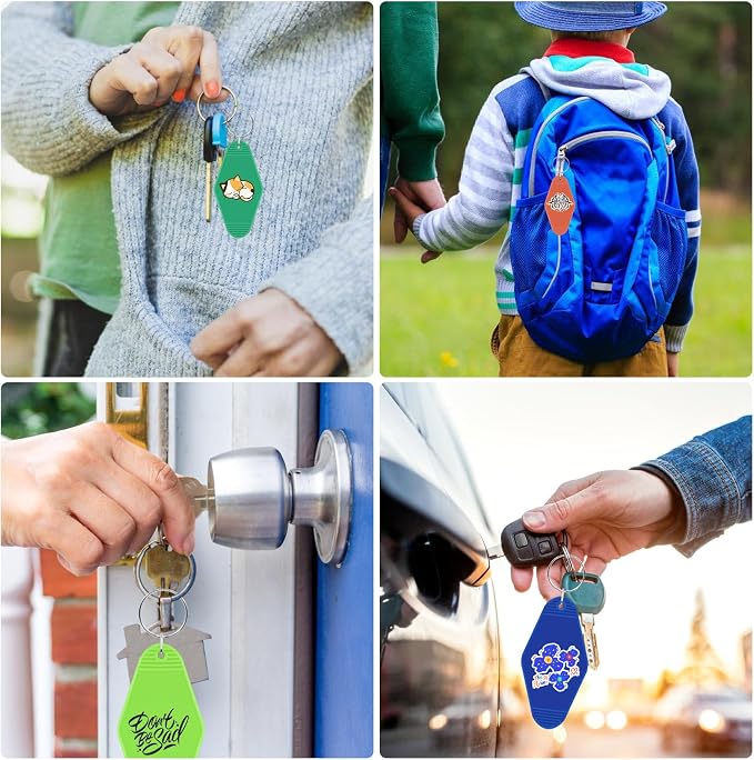 LOTMER 20/30/40/80 PCS Hotel Keychain Blank with Key Rings, 60 Colors Motel Key Chains for DIY Keychains