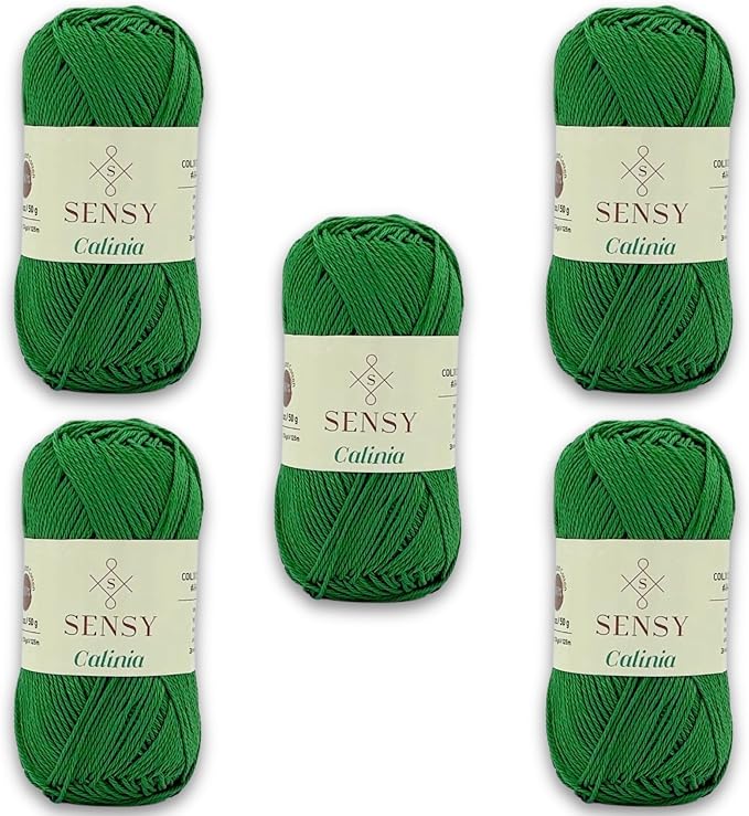 S Sensy Calinia-Mercerized Giza Cotton #2 Fine Yarn 5 Pack Green 131 Yards