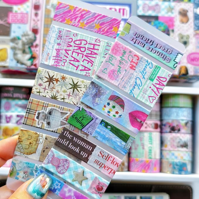 Washi Tape Set - 36 Rolls Retro-Futuristic Vaporwave Design Scrapbook Tape
