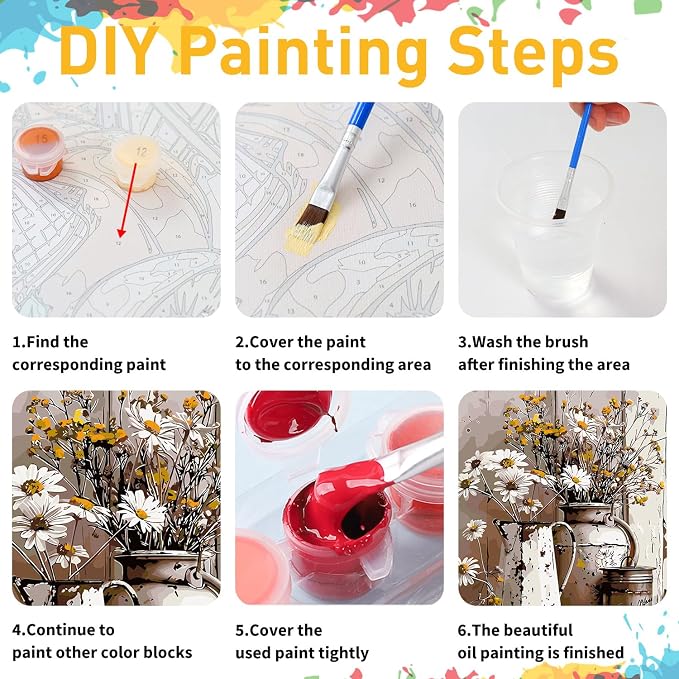 Daisy Paint by Numbers Kit for Adults, 16x20 inch | DIY Painting Kits Crafts for Adults, Relieve Stress, Gift, Home Wall Decor