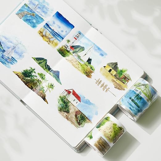 WT Pre-Cut Summer Bliss Transparent PET Tape for Journaling & Scrapbooking