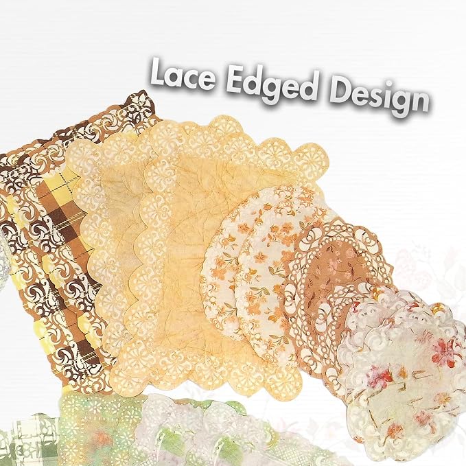 OKUPAN Vintage Floral Scrapbook Paper & Journaling Stickers (100pcs) Assorted Set (Yellow) - Scrapbook Supplies for Bullet Journaling, Retro Crafts, Planner, Mixed Media, Card Making