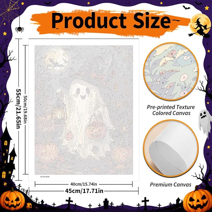 SUJINMEI Ghost Paint by Numbers Kit for Adults Without Frame 16X20 inch | Halloween Adult Paint by Number Kits on Canvas, Halloween Painting by Numbers for Adults, Acrylic Paints for Home Wall Decor