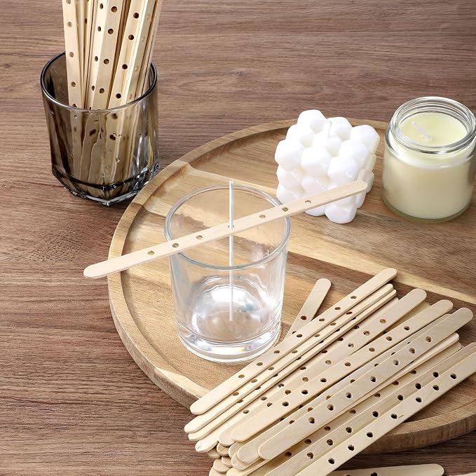 Wooden Candle Wick Holders 50 Pcs 7 Holes Wick Centering Devices | Candle Multiwick Bars Candles Making Bars Wax Stick Clips Center Tool for DIY Wax Crafting Material Supplies