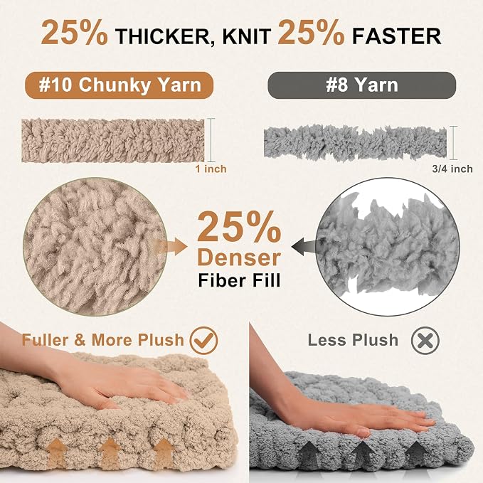 Chunky Yarn for Hand Knitting, #10 Chunky Blanket Chenille Yarn, Large Bulky Thick Jumbo Yarn, Super Chunky Knit Yarn for Crocheting, 8 Skein (8 oz 22 yds Each Skein), Cream