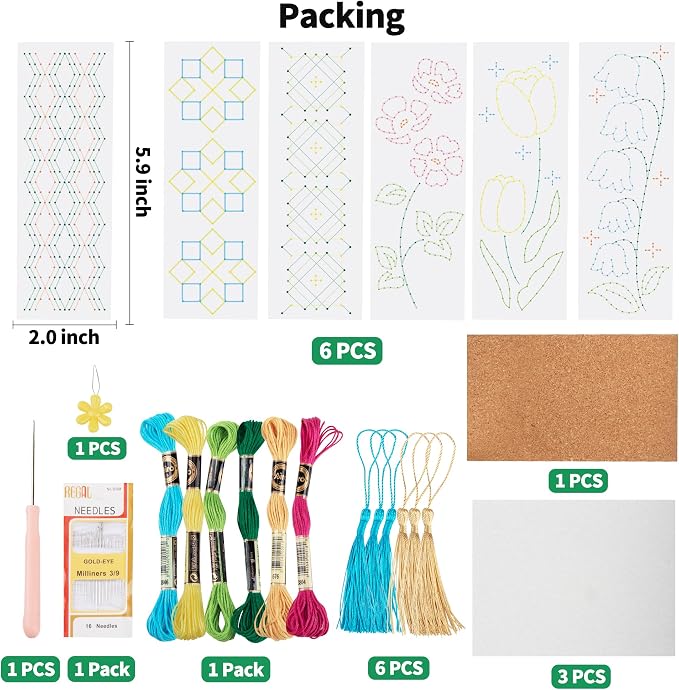 SWATOM DIY Bookmarks Embroidery Kits for Adults Make Your Own Personalized Embroidered Cardstock Bookmark Making Kit for Beginners Classroom Projects