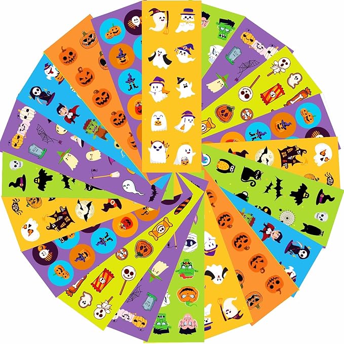 100 Sheets Halloween Stickers for Kids(Over 1250pcs), Cute Halloween Stickers Bulk for Pumpkin Party Favors Decoration Gifts Treat Bags Goodie Bags Filler