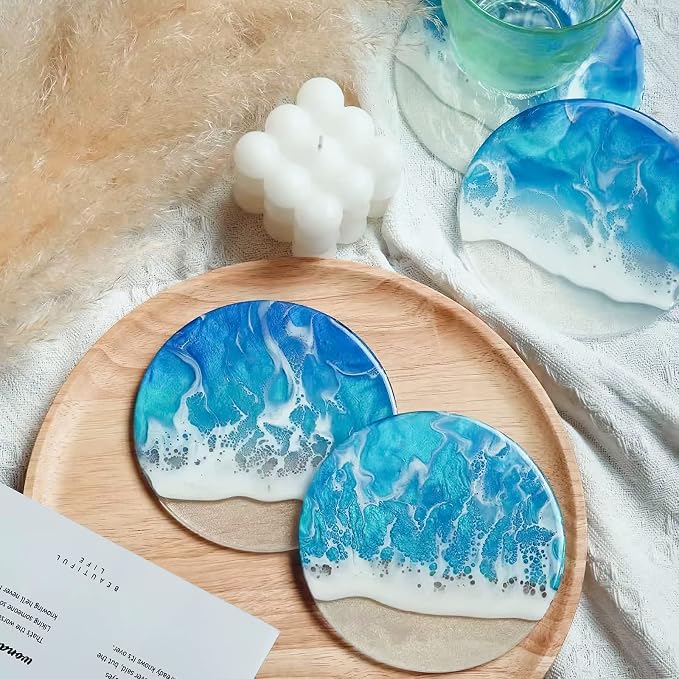 4 PCS Thickened Coaster Resin Molds, Coaster Silicone Molds for Epoxy Resin, Epoxy Resin Molds for DIY Resin Coasters Bowl mats, Candle Holders, Home Decoration