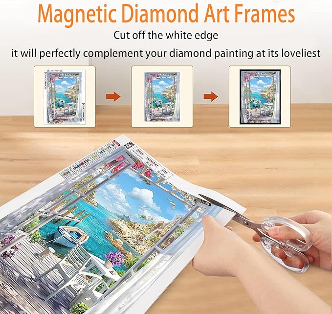 Majreey Picture Frame, 12x16 Inch, 12 Pack (Black), Magnetic, Self-Adhesive, PVC, for Diamond Art, Pictures, Wall Mount, 30X40cm, Suitable for 10x14inch Picture