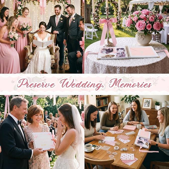 Humyoun Letters to Bride Scrapbook,8.5 X 7 Inch,Bow,Pink