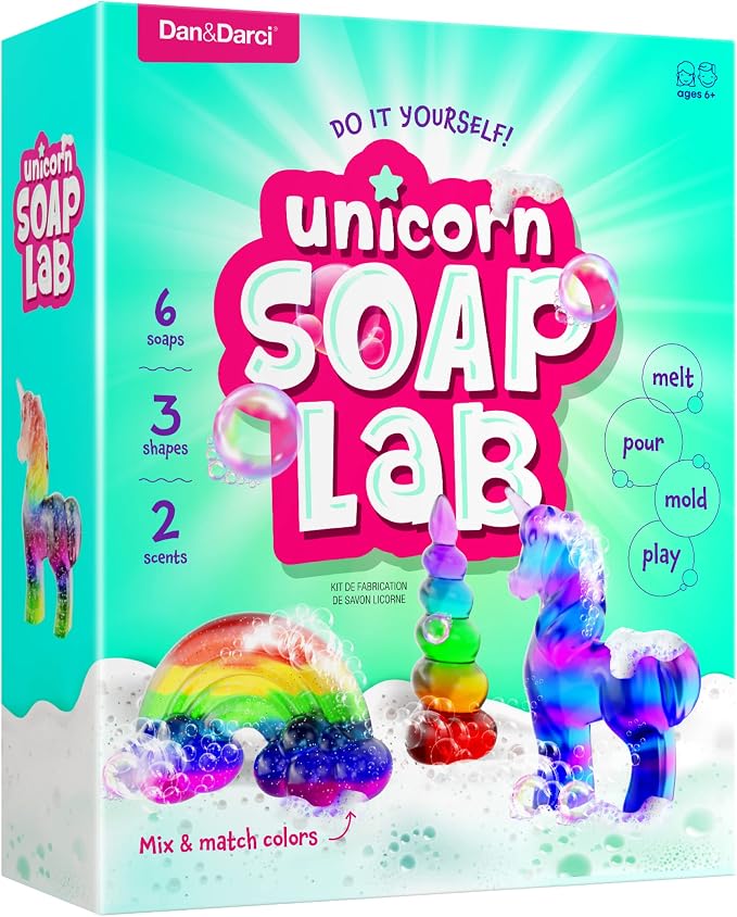 Unicorn Soap Making Kit for Kids - Girls Crafts DIY Project Age 6+ Years | Unicorn Girl Birthday Gifts - Science Activity Teenage Gift - Make Your Own Soap - Craft Toys Ages 6 7 8 9 10 11 12 Years