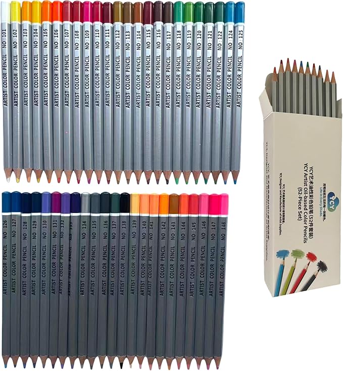 YCY 48-Color Oil-Based Colored Pencils Set Natural Wooden Pencils Art Pencils for Sketching Drawing Coloring Ideal Gift for Teens & Adult Art Lovers Ages 13+, 3.3mm, Gift Box Packaging