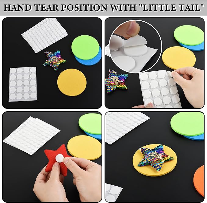 ACFELLE 8 Sheets Foam Dots 3D Round Adhesive, 2 Size Pop Dots Sticky Double Sided Tape for DIY Craft Making Scrapbooking with Hand Tear Position 360Pcs (0.4 & 0.8inch)