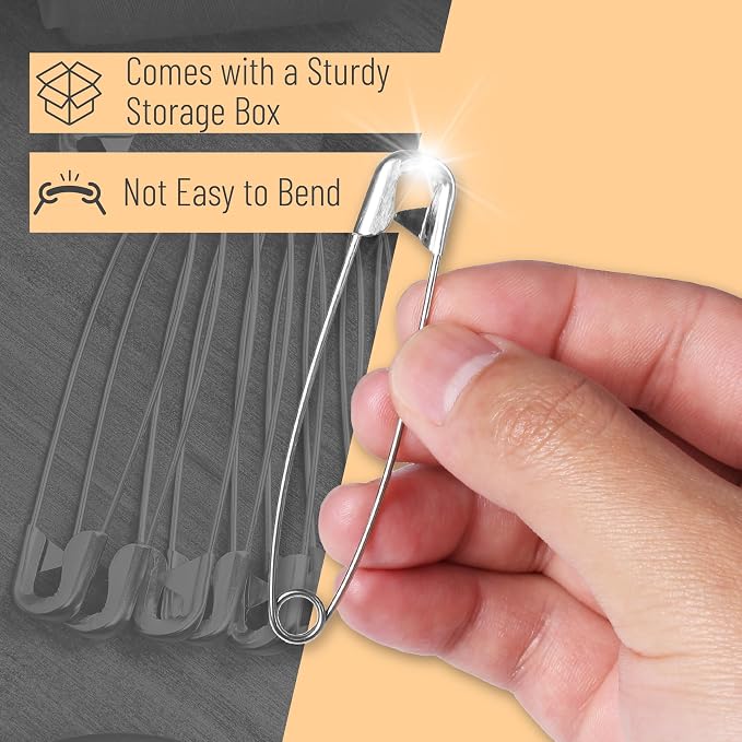 Mr. Pen- Large Safety Pins, 3 Inch, 100 Pack, Silver