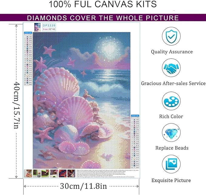 Diamond Art Kits for Adults,Beach Diamond Painting Kits for decor 12x16Inch | Dorwendis Beach Scenery Diamond Painting Kits for Beginners, DIY 5D Full Round Drill Gem Arts for Home Wall Decor 12x16 Inch