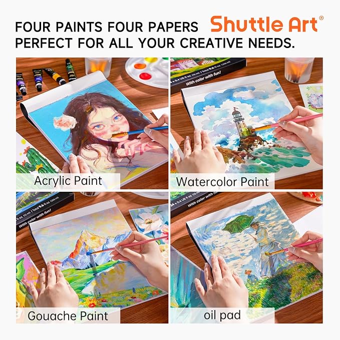 Shuttle Art 168 Pcs Artist Painting Kit, Deluxe Art Kit with Paint, Wooden Easel, Canvases, Paper Pads, Brushes and Other Art Supplies for Adults, Kids and Artists