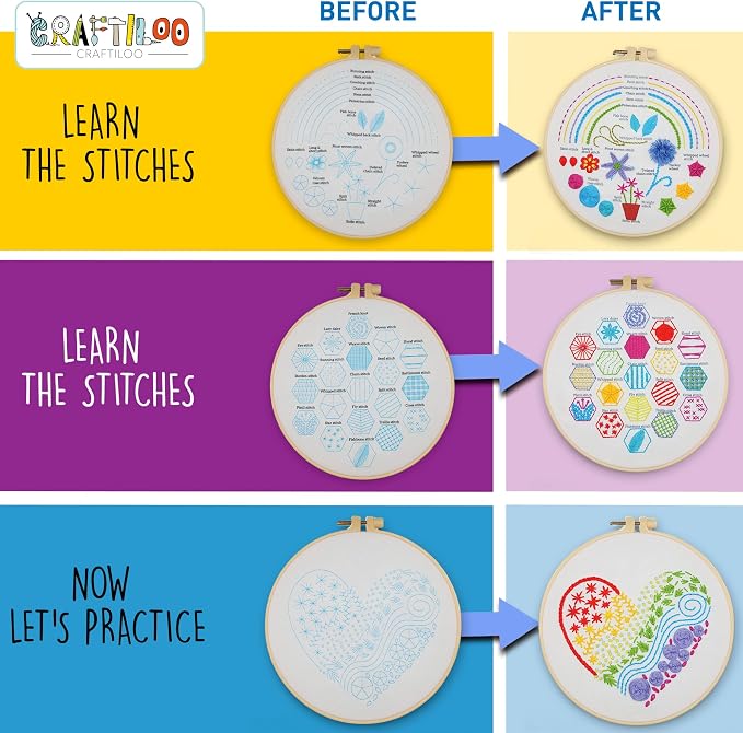 Heart Embroidery Kit for Beginners - Stamped Cross Stitch for Adults