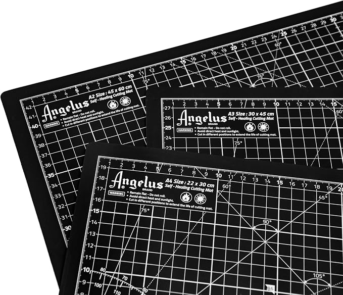 Angelus Self-Healing Cutting Mat, Double Sided, Non-Slip, Durable, Scratch-Resistant Rotary Cutting Board for Leather, Craft, Fabric, Quilting, Sewing, Scrapbooking Projects (9" x 12")