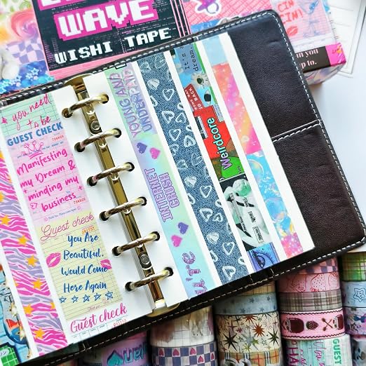 36 Rolls Vaporwave Aesthetic Washi Tape Set, Decorative Scrapbook Tape for Journaling, Bullet Journals, Planners, DIY Crafts and Gift Wrapping