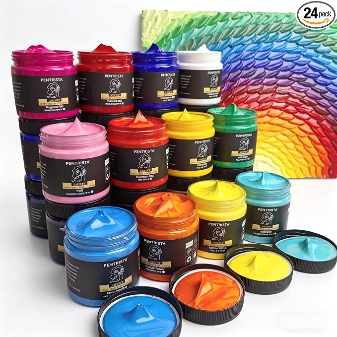 Professional Heavy Body Acrylic Paint Set, 24 Colors 220ml/7.44oz