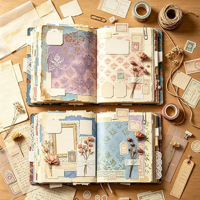 Aesthetic Scrapbook Patterned Paper 6×6, 24 Sheets Vintage Boho Floral Single-Sided Scrapbooking CardStock Papers Pad Supplies for Holiday Cardmaking DIY Origami Journaling