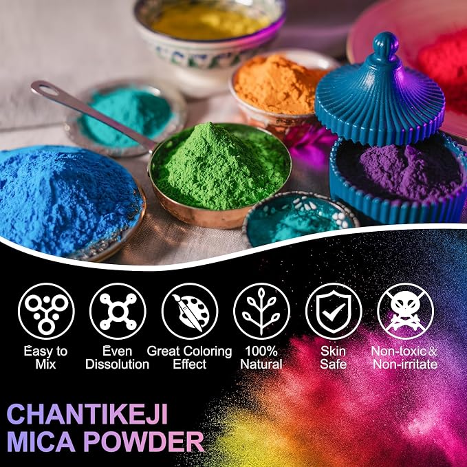 CHANGTIKEJI Mica Powder - 144 Colors - 10g/Bottle of Natural Pigment Powder | for Epoxy Resin, Eye Shadow, Car Freshies, Soap Making, Nail Polish, Candle Making, Bath Bombs