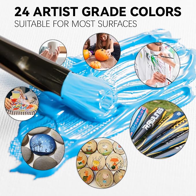 Inburit Art Acrylic Paint Set for Adults & Kids with Canvas Easel