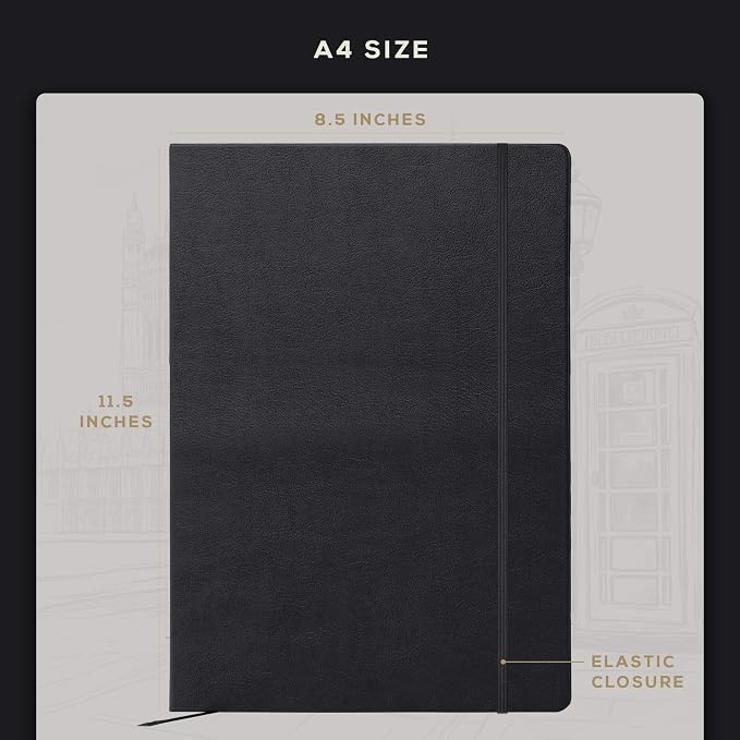 Beechmore Books A4 8.5x11 Mixed Media Sketchbook 160 GSM/98LB with Gift Box | Hardcover Art Journal with Lay-Flat Binding, 156 Perforated Ivory Pages for Drawing, Ink & Light Watercolor