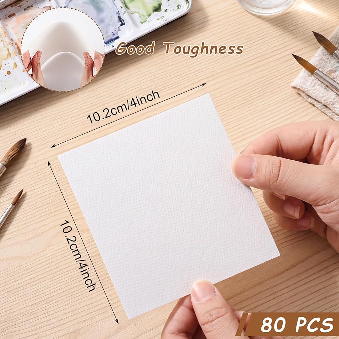 80 Sheets Square Watercolor Paper 4 x 4 Inch, White Water Color Paper