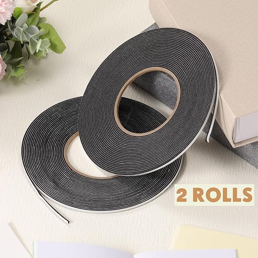Tatuo 2 Rolls Double Sided Foam Tape for Mounting,1/8 Inch by 33 Feet,Black