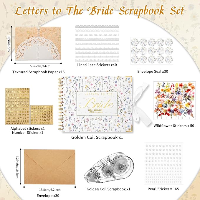 Letters to Bride Scrapbook,10.5 X 8.25 Inch,Wildflower,Colorful