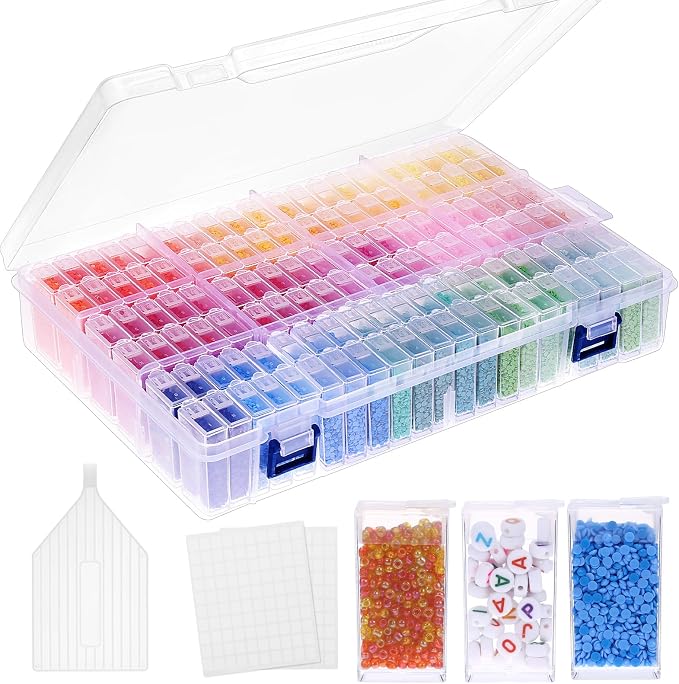 SGHUO Diamond Painting Storage Container 120 Slots Bead Organizer Box Tools