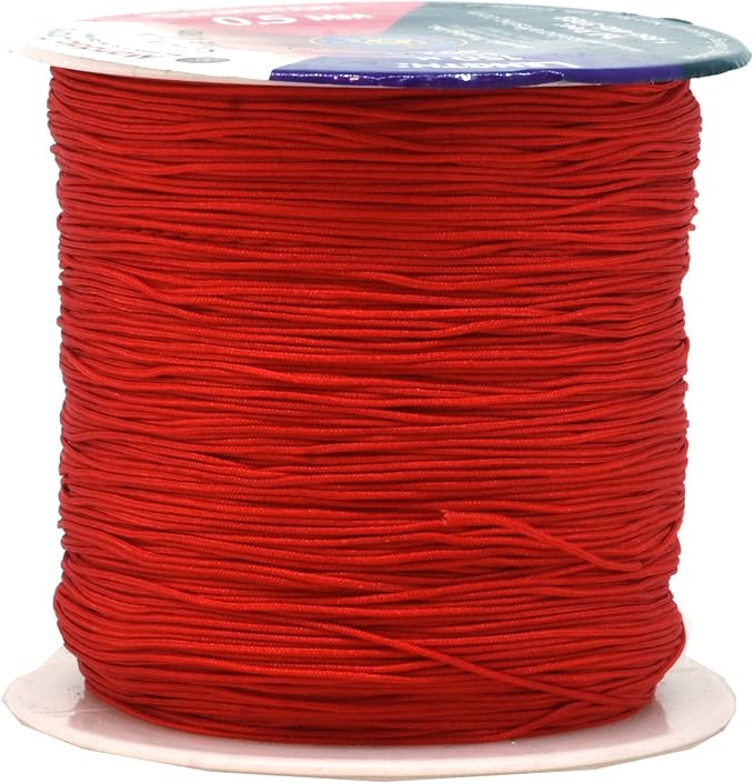 Mandala Crafts 0.5mm Red String Rattail Nylon Satin Cord for Jewelry Making
