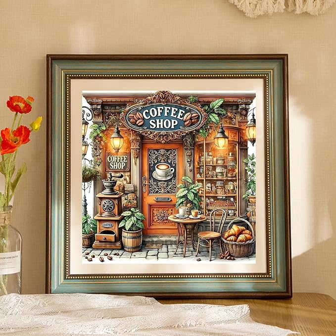 Coffee Shop Diamond Painting Kits for Adults, Diamond Art Kits, 14x14 in