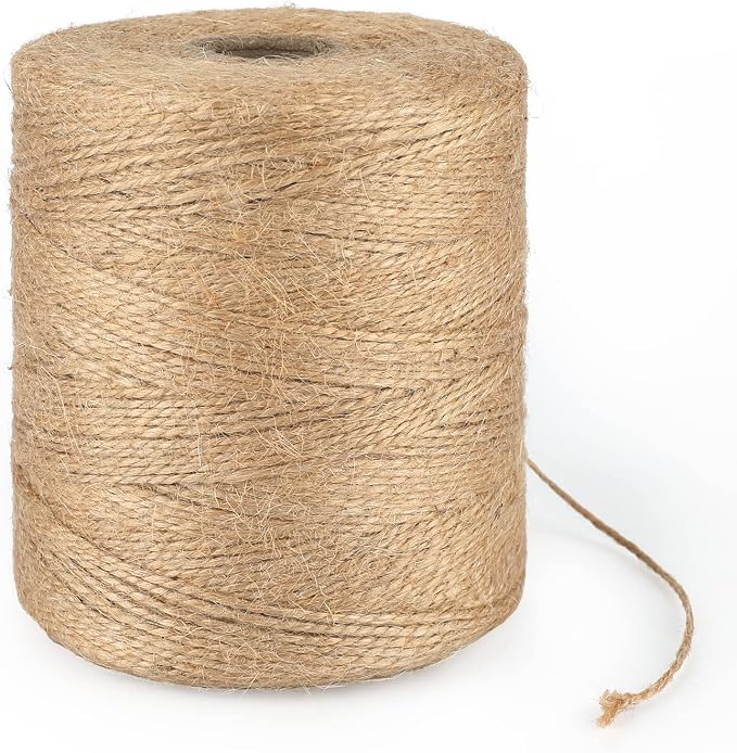 KINGLAKE Natural Jute Twine - 1640 Feet, Ideal for Arts, Crafts, and Gift Wrapping