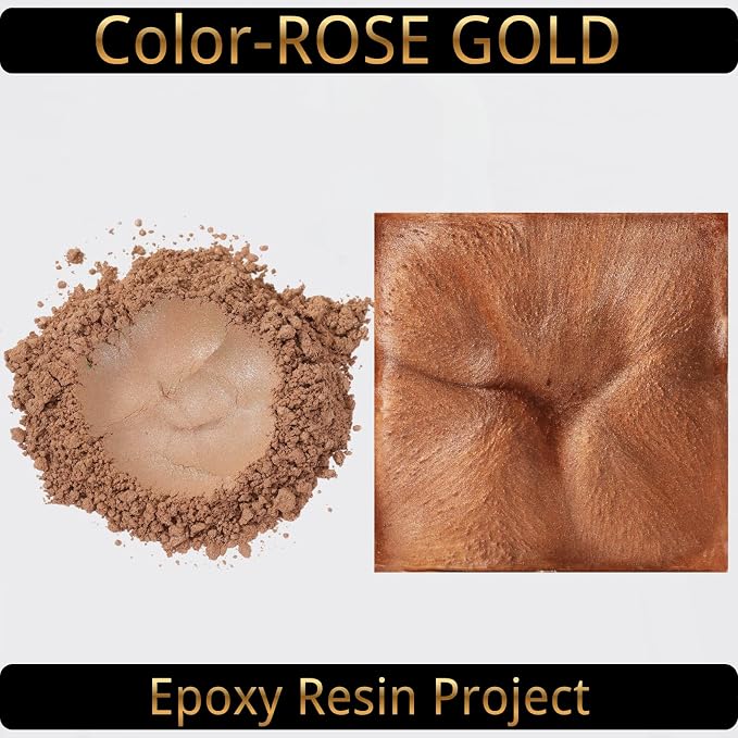 Mica Powder, Rose Gold, 240g with Scoop, Complies with ASTM D-4236 | For Epoxy Resin, Soap, Bath Bomb, Candle| Safety Material| Odorless| Brilliant Colors