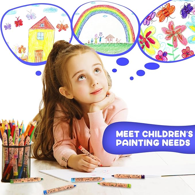 ThEast Toddlers Colored Pencils, Art Supplies for Children, 12 Color Pencils for Kids, Cute Animal Toddler Crayons Drawing Pencil with Sharpener(Pack of 1)