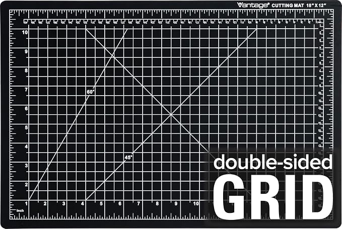 Dahle Vantage 10791 Double-Sided Premium Self-Healing Cutting Mat, 12"x18", 1/2" Grid, 5 Layers for Max Healing, Perfect for Crafts & Sewing, Black
