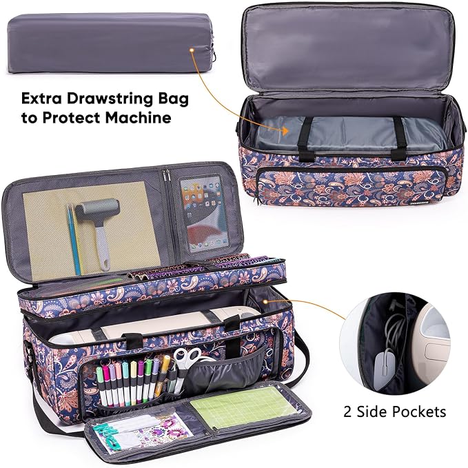 Double Layer Carrying Case with Cutting Mat Pocket & Accessories Storage