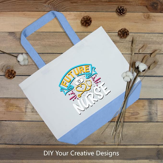 TOPDesign 1-Pack Super Strong Large 12oz Cotton Canvas Tote Bag, Reusable Grocery Shopping Cloth Bag, Fashionable Two-Tone Tote for Crafts, DIY Your Creative Designs
