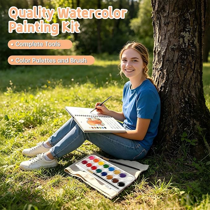 Watercolor Workbook, 16 Colors Watercolor Books Paint Set for Adults Teens
