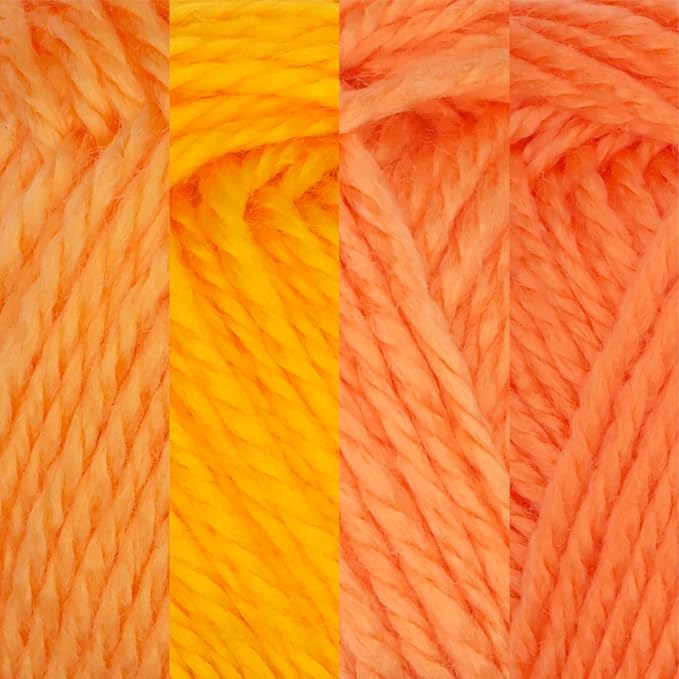 JubileeYarn Amigurumi Select Yarn - DK Acrylic - Shades of Orange - 4 Skeins