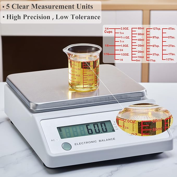 Ackers BORO3.3 2 oz Glass Measuring Cups with V-Shaped Spout, 2 Pack