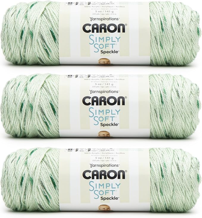 Caron Simply Soft Speckle Acrylic Yarn for Crocheting, White Sage, 3-Pack
