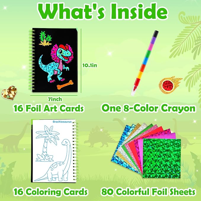 FUNNYB&G Foil Art Craft Kit for Kids, Sparkly Birthday Gift Toy for Kids | No Mess, Kids Ages 4-10 Create Sparkling Artwork, A Creative Gift for Birthdays, Holidays, Travel Activities,Screen-Free Fun