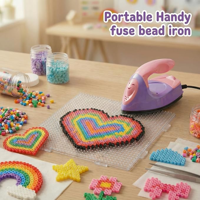 Honoson Mini Craft Iron with Charging Base Tiny,Dark Pink, Light Purple