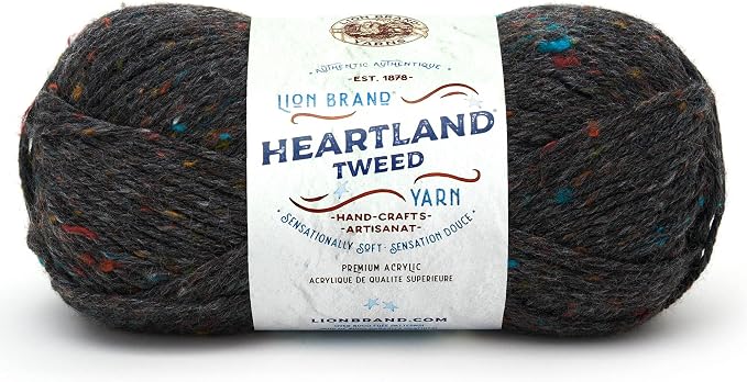 Lion Brand Yarn Heartland Yarn, Worsted-Weight Yarn for Knitting, Crocheting, and Crafting, 1 Pack, Black Canyon Tweed