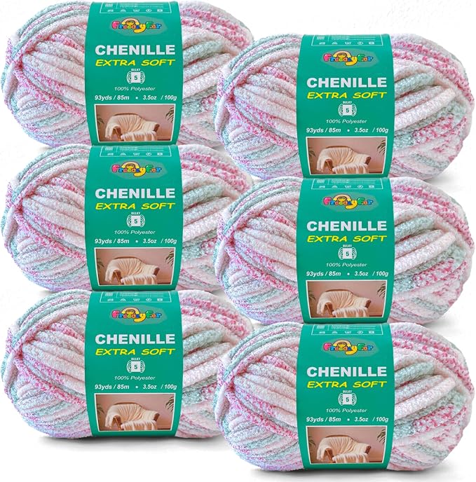 Super Soft Velvet Chenille Yarn for Crocheting and Knitting-Easy to Crochet-Bulky, 3.5oz/93yds of Each Skein-Chunky Plush Yarn for Hand Craft Blanket Ammigurumi DIY (Blush Pink, 6 Pack)