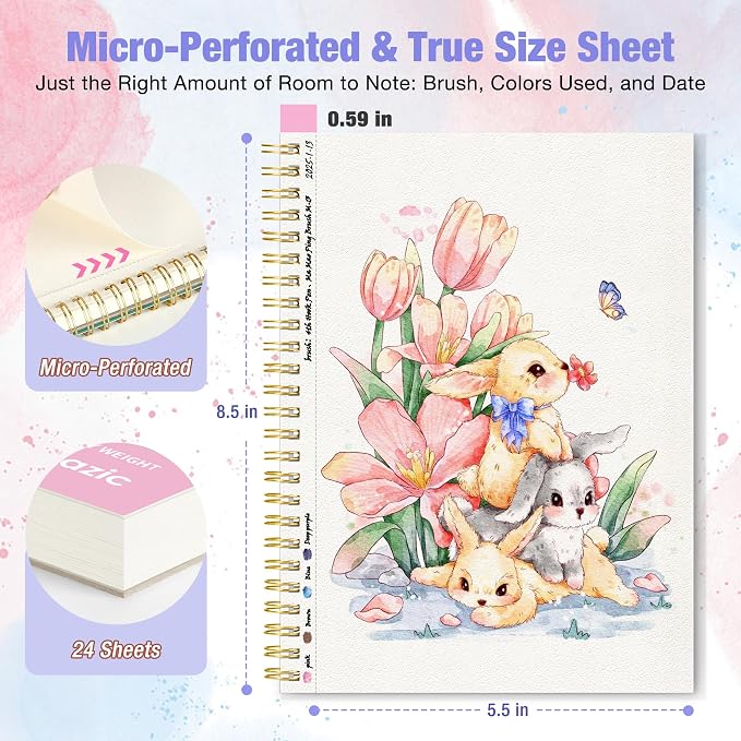 Creazic Watercolor Paper Pad, 5.5" x8.5”Watercolor Sketchbook, 48 Sheets
